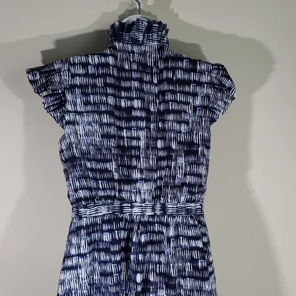Banana Republic Blue/ White Dress w Pleats, Sz 0 - Picture 5 of 8